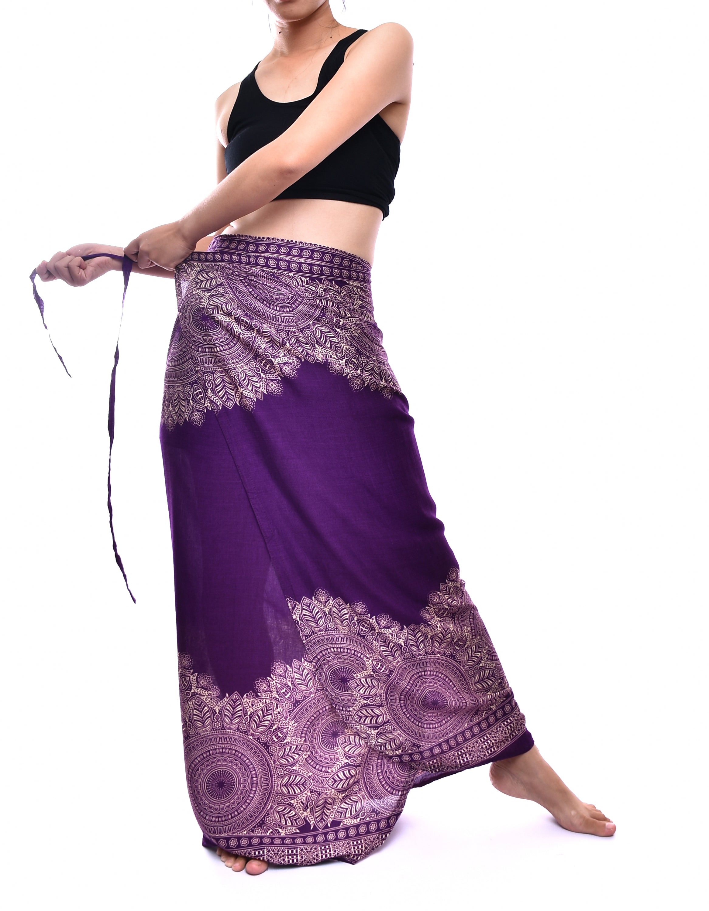 Bohotusk Purple Sun Storm Sarong, featuring vibrant elephant print and soft fabric, perfect for beachwear and summer outings.